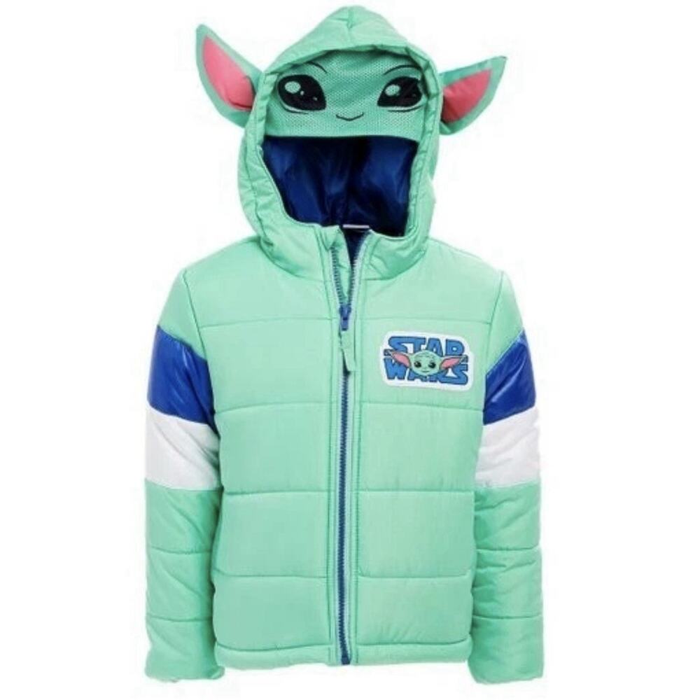 Star Wars Sz 3T The Mandalorian The Child Puffy Toddler Jacket Grn/Blue Puffer